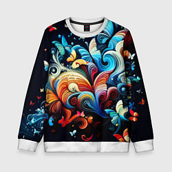 Детский свитшот Бабочки и цветы в ночи - фантазия