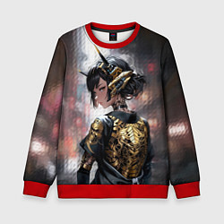 Свитшот детский Девушка-андроид в золотых одеяниях, цвет: 3D-красный