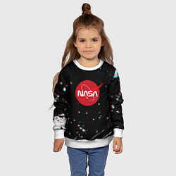 Свитшот детский NASA glitch splash, цвет: 3D-белый — фото 2