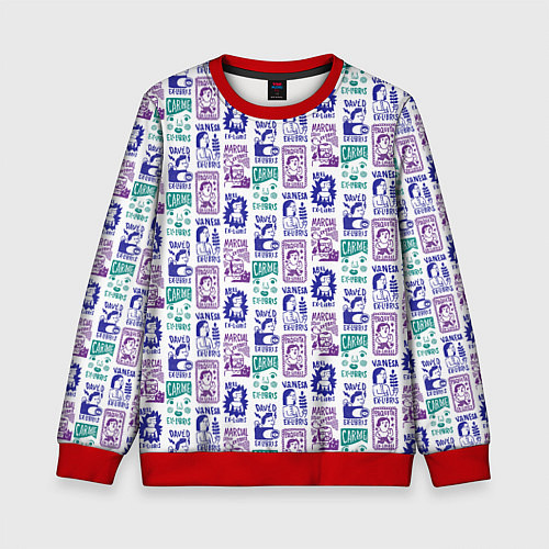 Детский свитшот Лица людей ретро / 3D-Красный – фото 1