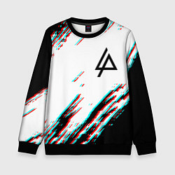 Свитшот детский Linkin park краски глитч, цвет: 3D-черный