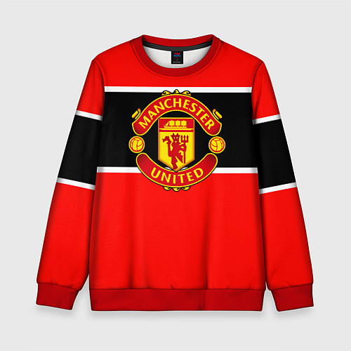 Детский свитшот Манчестер Юнайтед полосы / 3D-Красный – фото 1
