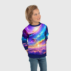 Свитшот детский Космос в неоновых тонах, цвет: 3D-синий — фото 2