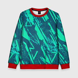 Свитшот детский Абстракция геометрический светло зеленый паттерн, цвет: 3D-красный