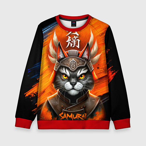 Детский свитшот Cat samurai / 3D-Красный – фото 1