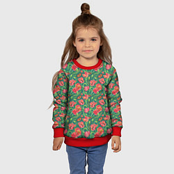Свитшот детский Тюлпаны с бабочками, цвет: 3D-красный — фото 2