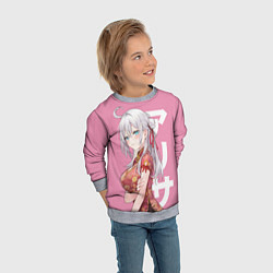 Свитшот детский Алиса Кудзё - Аля иногда кокетничает со мной по-ру, цвет: 3D-меланж — фото 2