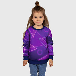 Свитшот детский Неоновые треугольники - геометрический паттерн, цвет: 3D-синий — фото 2