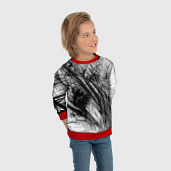 Свитшот детский Серый абстрактный серо-черный шрих, цвет: 3D-красный — фото 2