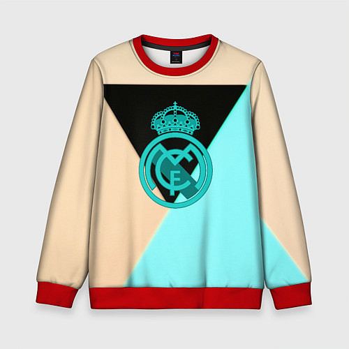 Детский свитшот Реал мадрид спорт геометрия / 3D-Красный – фото 1