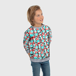 Свитшот детский Nirvana smile glitch, цвет: 3D-меланж — фото 2