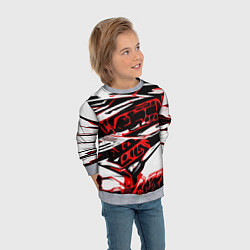 Свитшот детский Красно-чёрная агрессивная абстракция на белом фоне, цвет: 3D-меланж — фото 2