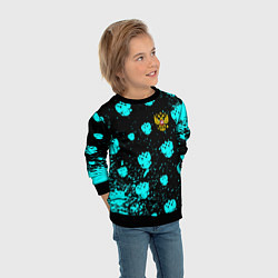 Свитшот детский Герб текстура РФ, цвет: 3D-черный — фото 2