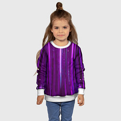 Свитшот детский Вертикальные фиолетовые линии на чёрном фоне, цвет: 3D-белый — фото 2