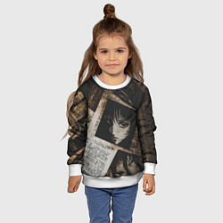 Свитшот детский Иллюстрация из манги на газетах, цвет: 3D-белый — фото 2