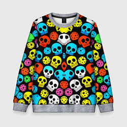 Детский свитшот Прикольный цветной паттерн из черепков - нейроарт
