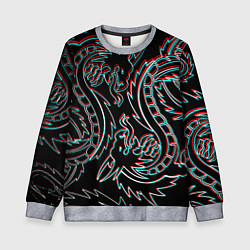 Детский свитшот Драконы глитч киберпанк