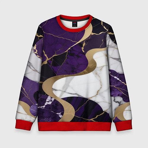 Детский свитшот Фиолетовый с белым и золотым / 3D-Красный – фото 1
