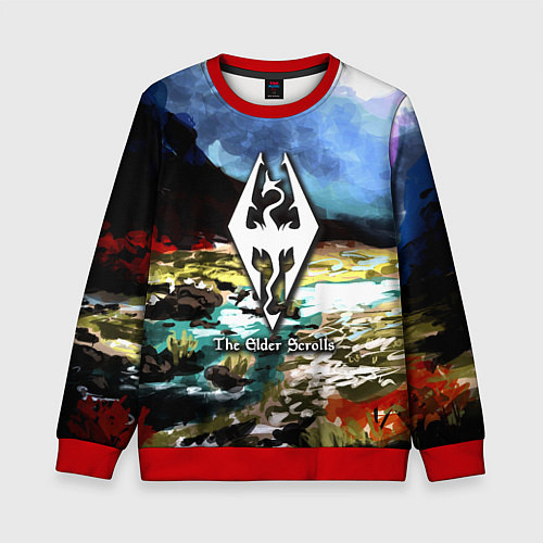 Детский свитшот Cкайрим краски художника / 3D-Красный – фото 1