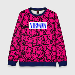 Свитшот детский Nirvana pink logo, цвет: 3D-синий