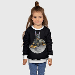 Свитшот детский Доберман и луна, цвет: 3D-белый — фото 2