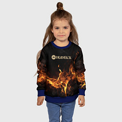 Свитшот детский Deadlock logo на фоне огня, цвет: 3D-синий — фото 2