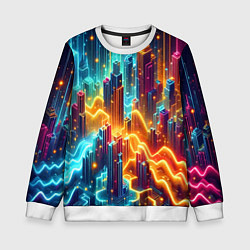 Свитшот детский Neon metropolis - vaporwave, цвет: 3D-белый