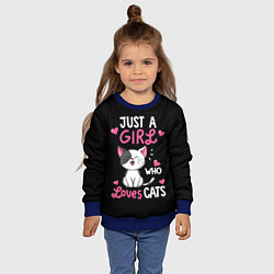 Свитшот детский Just a girl - who loves cats, цвет: 3D-синий — фото 2