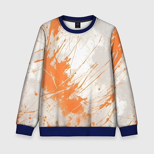Детский свитшот Оранжевая краска на белом / 3D-Синий – фото 1