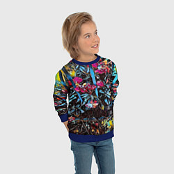 Свитшот детский Цветы за забором, цвет: 3D-синий — фото 2