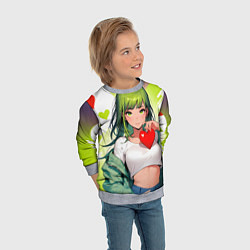 Свитшот детский Аниме сердечки, цвет: 3D-меланж — фото 2