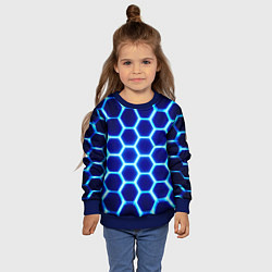 Свитшот детский Неоновые шестигранники с подсветкой, цвет: 3D-синий — фото 2