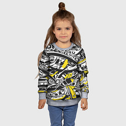 Свитшот детский Черно-желтый орнамент, цвет: 3D-меланж — фото 2