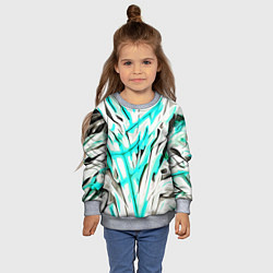 Свитшот детский Чёрно-голубая агрессивная абстракция на белом фоне, цвет: 3D-меланж — фото 2