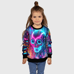 Свитшот детский Neon skull in metropolis - future, цвет: 3D-черный — фото 2