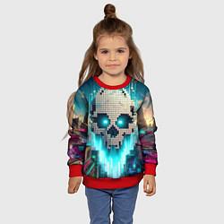 Свитшот детский Minecraft skull - ai art fantasy, цвет: 3D-красный — фото 2