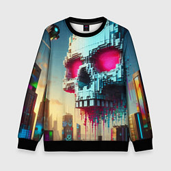 Свитшот детский Cool pixel skull - ai art fantasy, цвет: 3D-черный