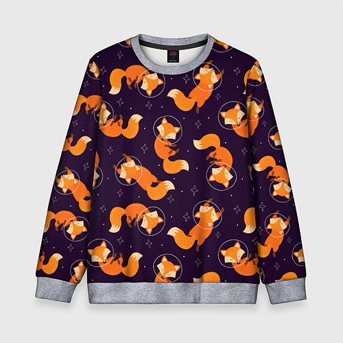 Детский свитшот Лисички в космосе паттерн / 3D-Меланж – фото 1