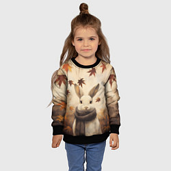 Свитшот детский Осенний кролик в шарфе, цвет: 3D-черный — фото 2