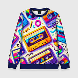 Свитшот детский Магия микстейпов: Цветная ностальгия, цвет: 3D-синий