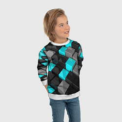 Свитшот детский Абстрактные кубы, цвет: 3D-белый — фото 2