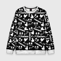 Свитшот детский Fortnite black pattern, цвет: 3D-белый
