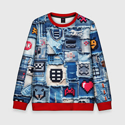 Детский свитшот Геймерские знаки на пэчворк