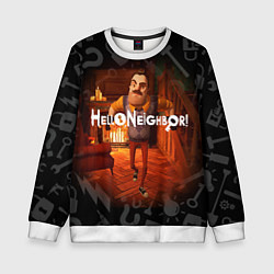 Свитшот детский Привет сосед у камина, цвет: 3D-белый