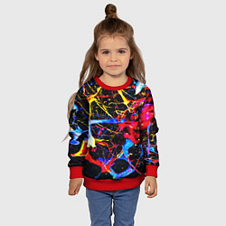 Свитшот детский Неоновые брызги красок, цвет: 3D-красный — фото 2