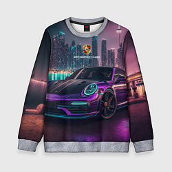 Свитшот детский Porshe night city, цвет: 3D-меланж