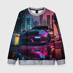 Свитшот детский Porshe night city, цвет: 3D-меланж