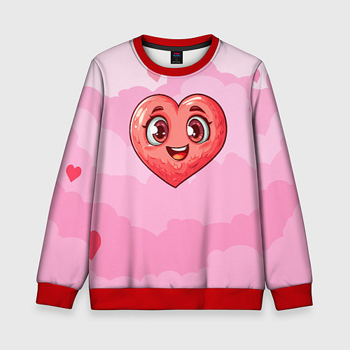 Детский свитшот Милое красное сердечко / 3D-Красный – фото 1