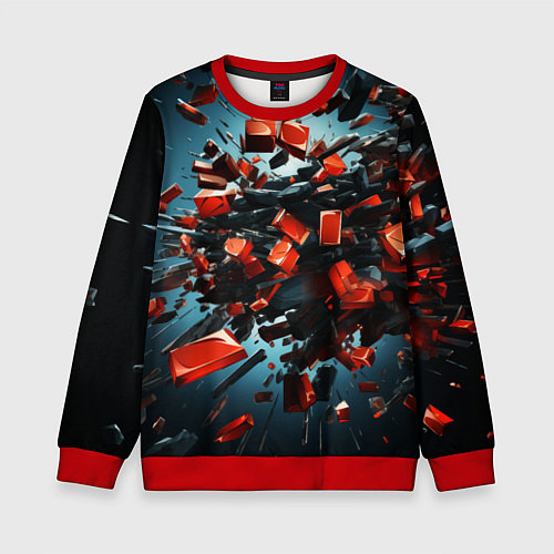 Детский свитшот Геометрический взрыв пластин / 3D-Красный – фото 1