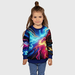 Свитшот детский Разряд неоновых молний - нейроарт, цвет: 3D-синий — фото 2